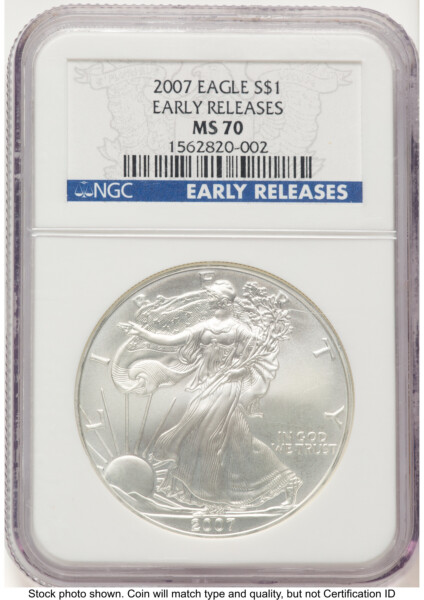 2007 Silver Eagle ER Blue 70 NGC
