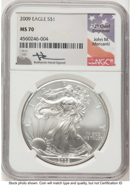 2009 Silver Eagle John Mercanti 70 NGC