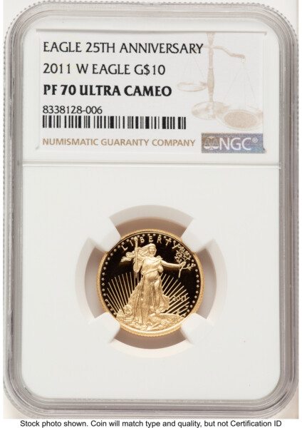 2011-W Proof Gold Eagle 1/4 oz Brown Label 70 NGC
