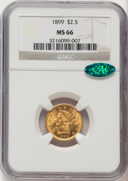 1899 $2 1/2 CAC 66 NGC