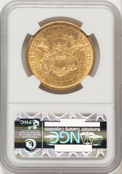 1863-S $20 Brown Label 53 NGC