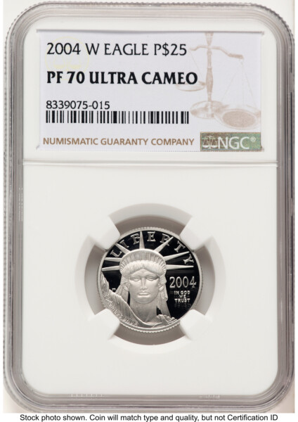 2004-W Proof Platinum Eagle 1/4 oz Brown Label 70 NGC