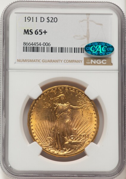 1911-D $20 CAC NGC Plus 65 NGC