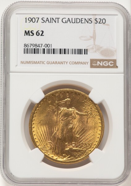 1907 $20 Saint, MS 62 NGC