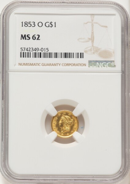 1853-O G$1 62 NGC