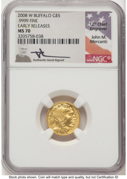 2008-W Burnished Gold Buffalo 1.85 oz ER John Mercanti 70 NGC