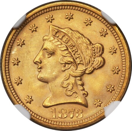 1873 $2 1/2 Closed 3 NGC Plus 65 NGC
