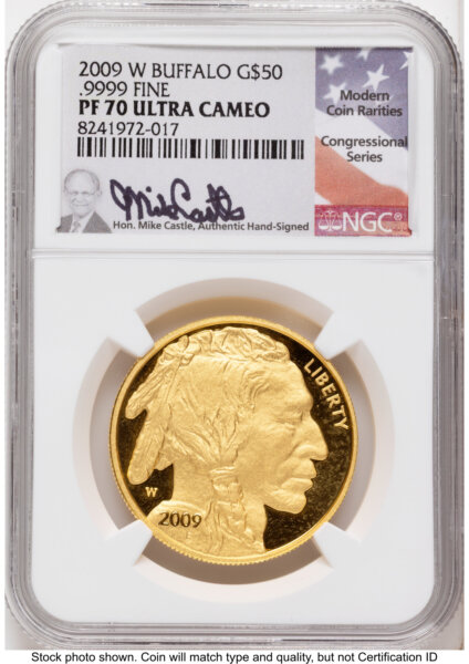 2009-W Proof Gold Buffalo 1 oz Mike Castle 70 NGC