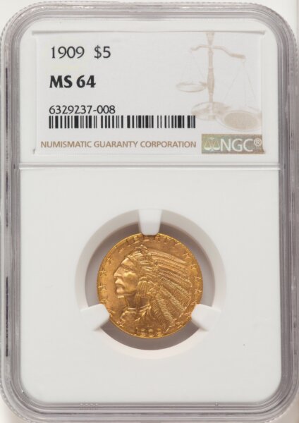 1909 $5 64 NGC