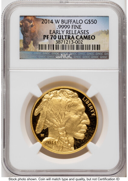 2014-W Proof Gold Buffalo 1 oz ER Bison Label 70 NGC