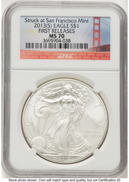 2013-(S) Silver Eagle FR San Francisco Bridge Label 70 NGC