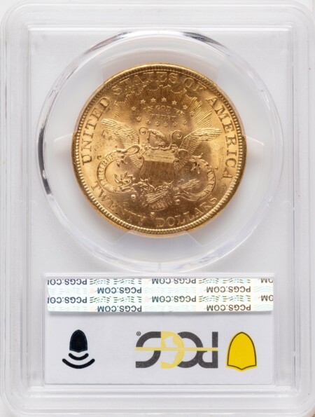 1884-S $20 CAC PCGS Plus Blue Gradient 62 PCGS