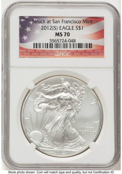 2012-(S) Silver Eagle Flag Label 70 NGC