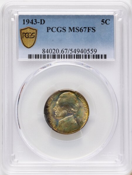 1943-D 5C, FS PCGS Secure 67 PCGS