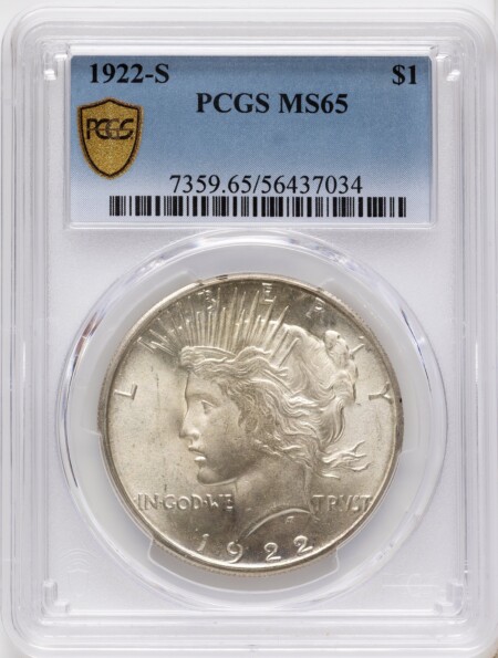 1922-S S$1 PCGS Secure 65 PCGS