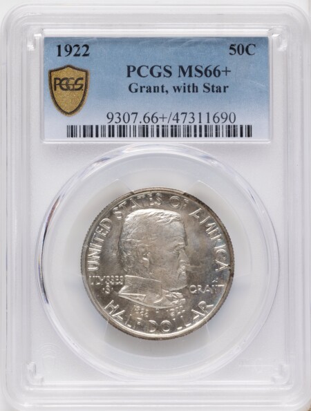 1922 50C Grant With Star, MS PCGS Secure PCGS Plus 66 PCGS