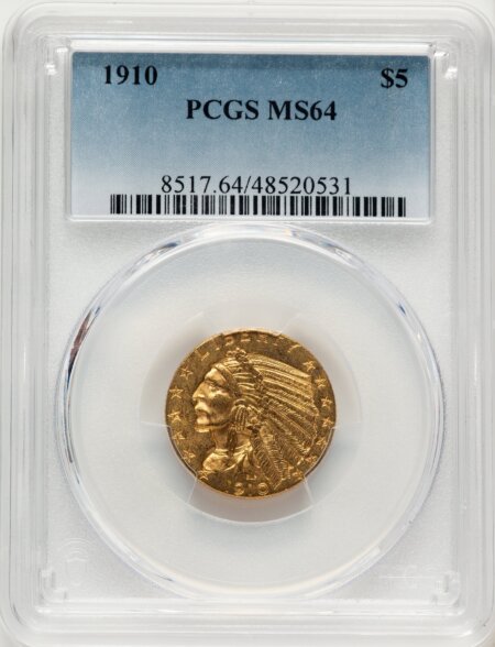 1910 $5 64 PCGS