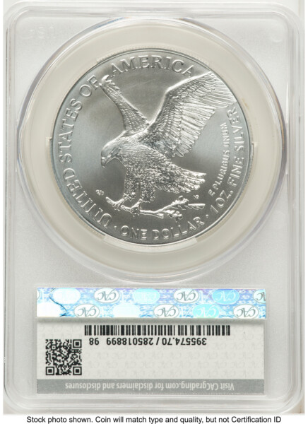 2026 Silver Eagle First Delivery America 250 Eagle with Banner Label 70 CACG