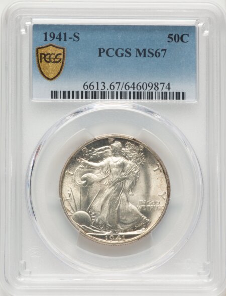 1941-S 50C, MS PCGS Secure 67 PCGS