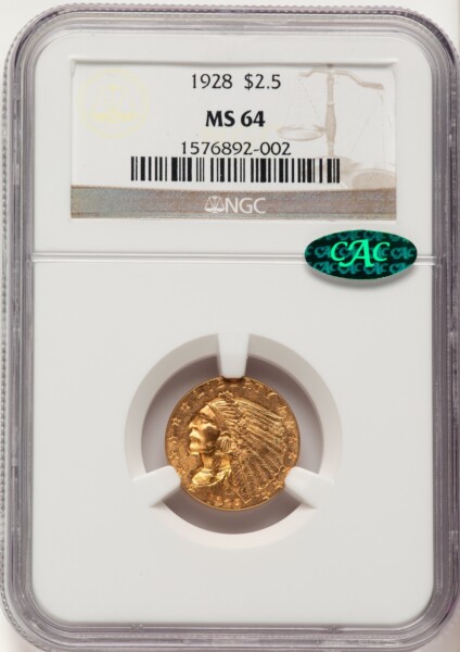 1928 $2 1/2 CAC 64 NGC