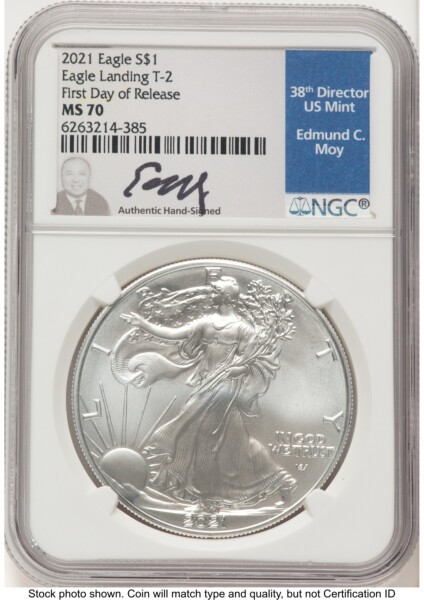 2021 Silver Eagle Type 2 FDR Ed Moy 70 NGC