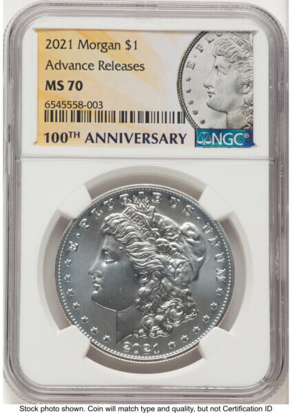 2021 S$1 6 Coin Morgan & Peace Dollar Set, MS AR Morgan/Peace Label 70 NGC