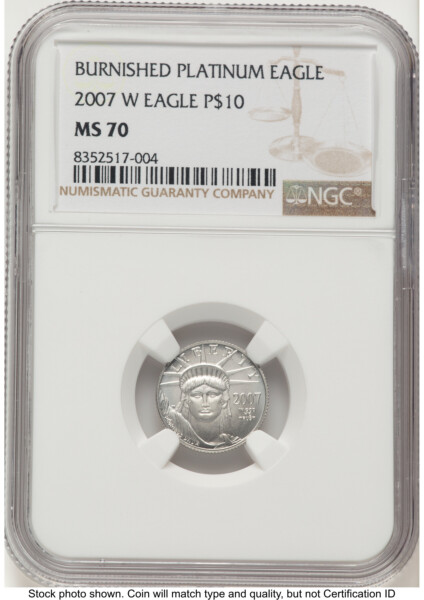 2007-W Burnished Platinum Eagle 1.85 oz 1.85 oz Brown Label 70 NGC