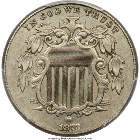 1873 5C FS-1301, MS CAC PCGS Secure 55 PCGS