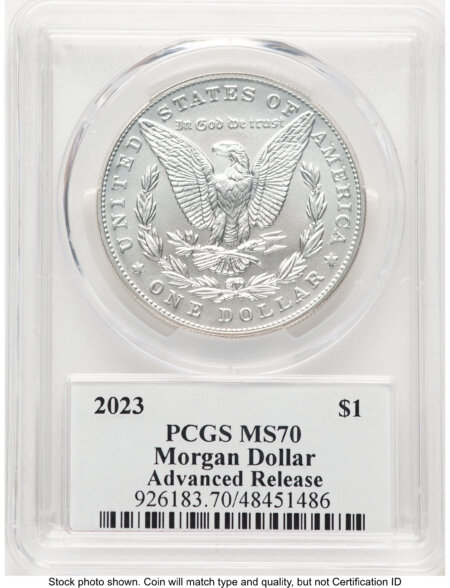 2023 S$1 6 Coin Morgan & Peace Dollar Set, MS/PR/REV PR AR John Dannreuther 70 PCGS