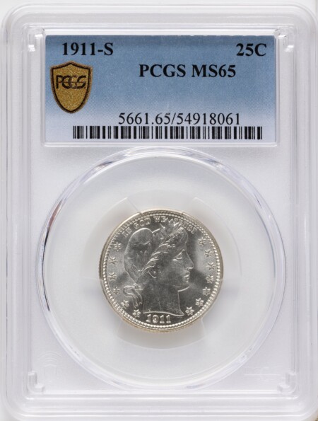 1911-S 25C PCGS Secure 65 PCGS