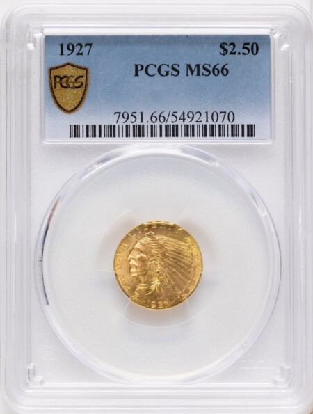 1927 $2 1/2 PCGS Secure 66 PCGS