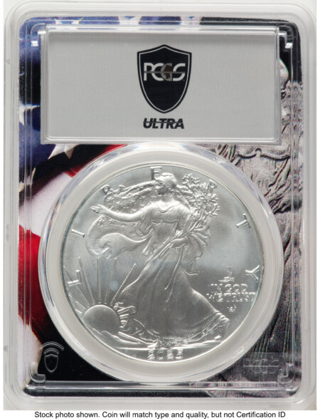 2025-(P) Silver Eagle (Privy Mark) Ultra Label Flag Core 70 PCGS