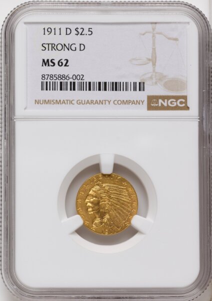 1911-D $2 1/2 62 NGC