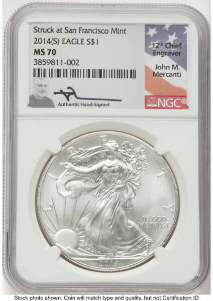 2014-(S) Silver Eagle John Mercanti 70 NGC