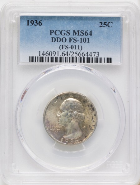 1936 25C FS-101, MS 64 PCGS