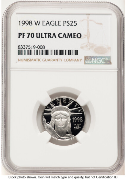 1998-W Proof Platinum Eagle 1/4 oz Brown Label 70 NGC