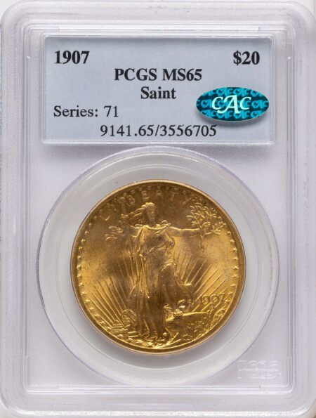 1907 $20 Saint, MS CAC 65 PCGS
