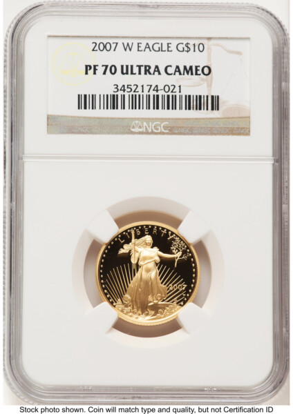 2007-W Proof Gold Eagle 1/4 oz Brown Label 70 NGC