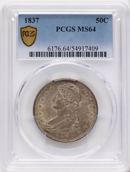 1837 50C Reeded Edge, MS PCGS Secure 64 PCGS
