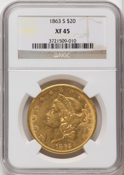 1863-S $20 45 NGC