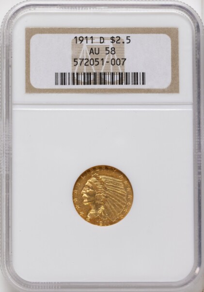 1911-D $2 1/2 Brown Label 58 NGC