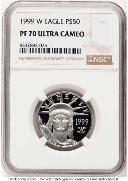 1999-W Proof Platinum Eagle 1/2 oz Brown Label 70 NGC