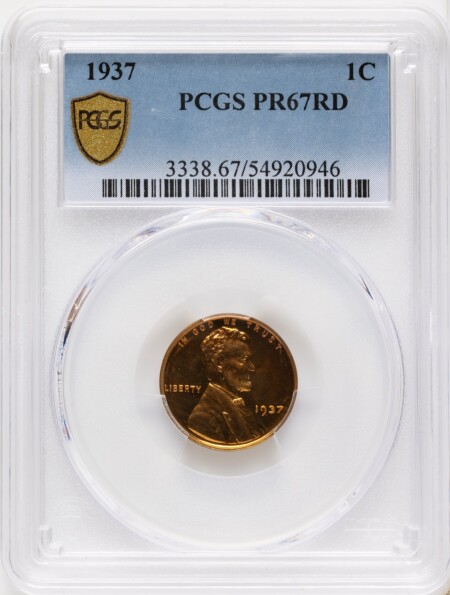 1937 1C, RD PCGS Secure 67 PCGS