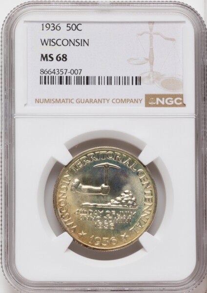 1936 50C Wisconsin, MS 68 NGC