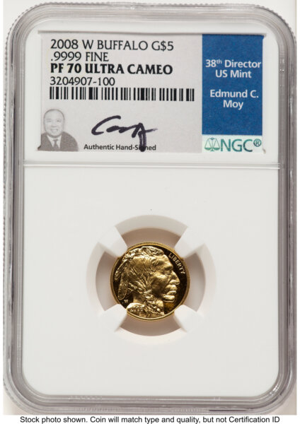 2008-W Proof Gold Buffalo 1/10 oz Ed Moy 70 NGC