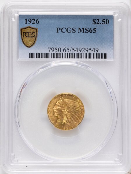 1926 $2 1/2 PCGS Secure 65 PCGS