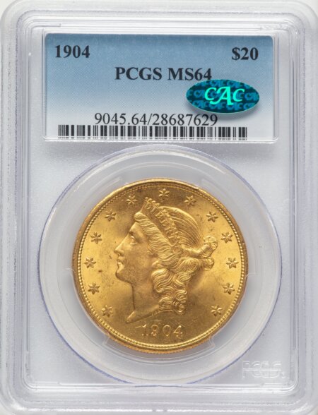 1904 $20 Liberty CAC 64 PCGS