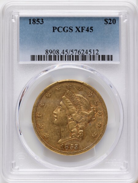 1853 $20 45 PCGS