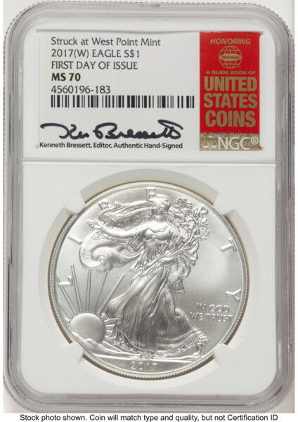 2017-(W) Silver Eagle FDI Kenneth Bressett Red Book 70 NGC