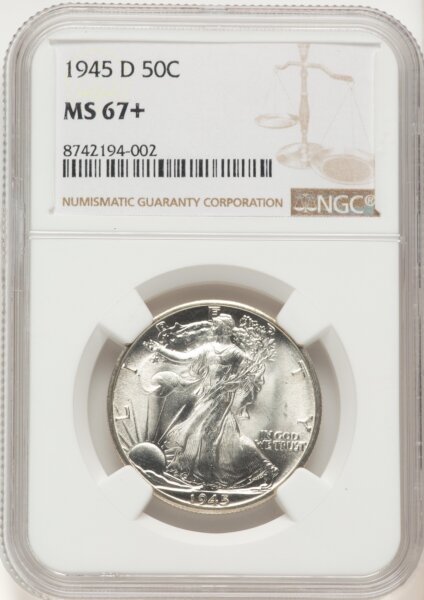 1945-D 50C NGC Plus 67 NGC